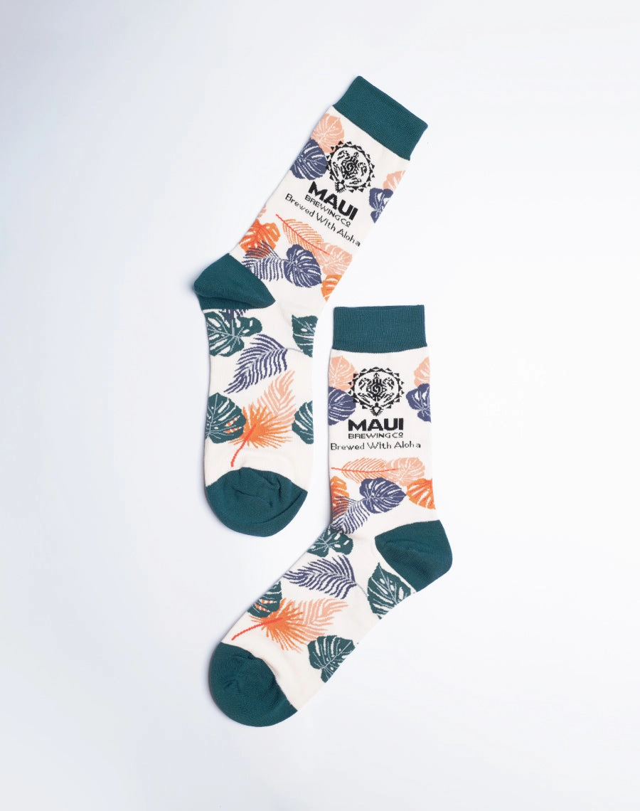 Maui Brewing Company Brewed With Aloha Floral Crew Socks