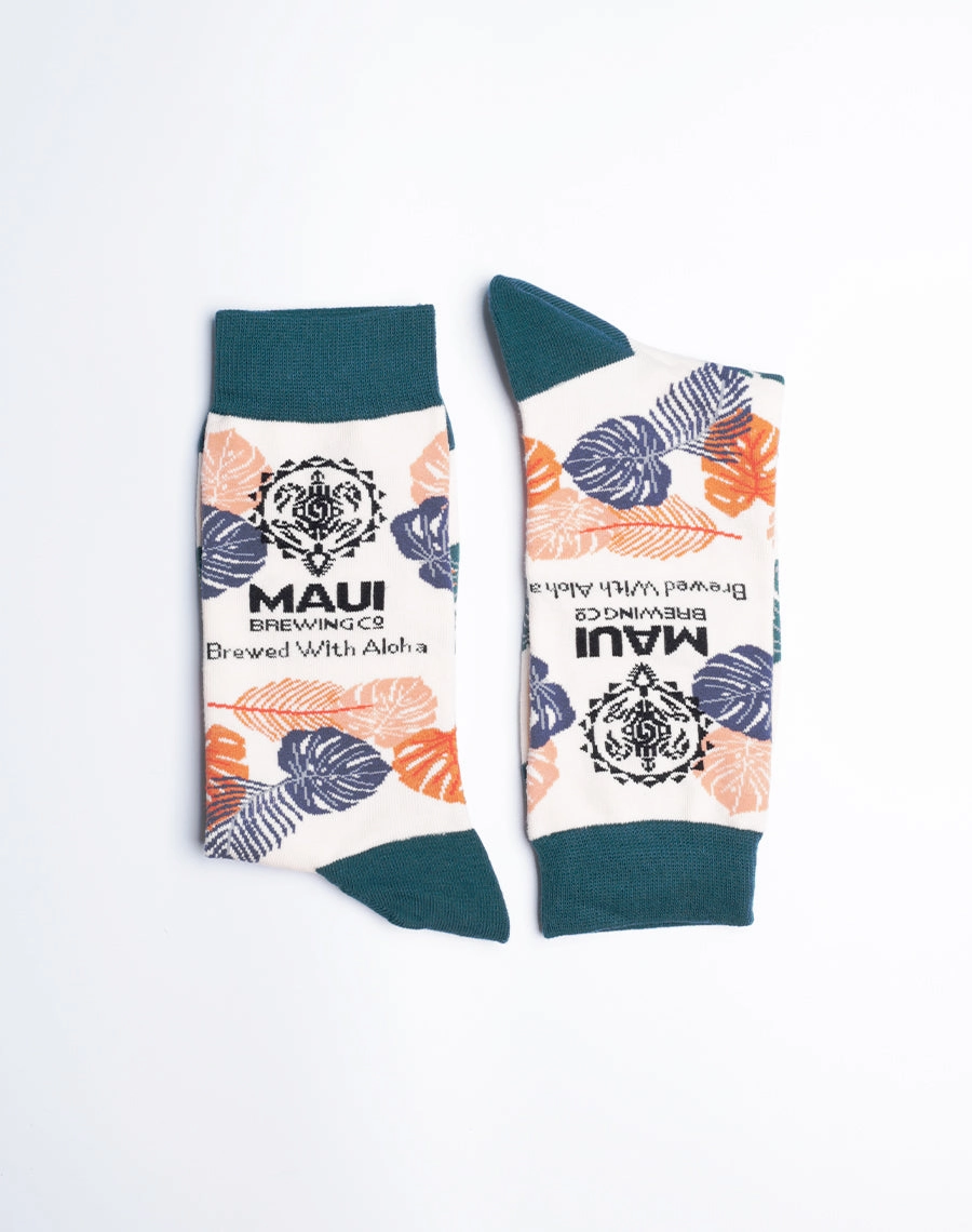 Maui Brewing Company Brewed With Aloha Floral Crew Socks