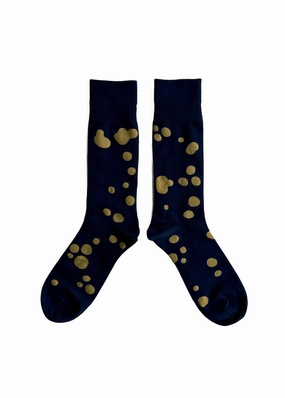 Men's Dalmatian Pattern Socks - Navy & Gold