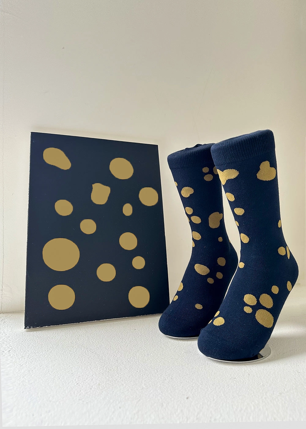 Men's Dalmatian Pattern Socks - Navy & Gold