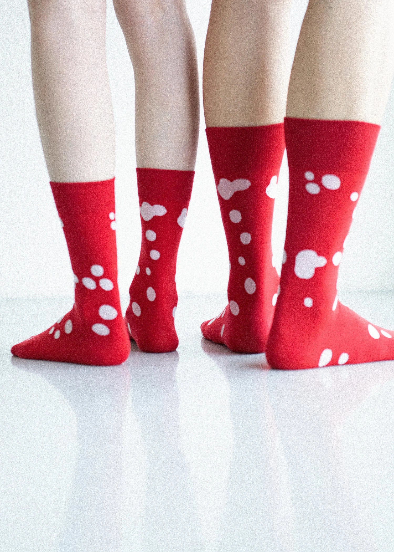 Men's Dalmatian Pattern Socks - Red & White