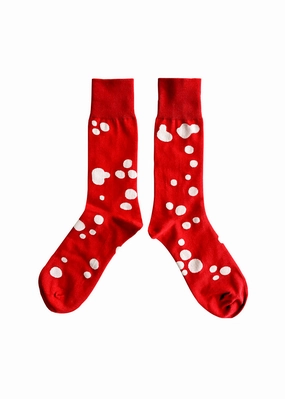 Men's Dalmatian Pattern Socks - Red & White