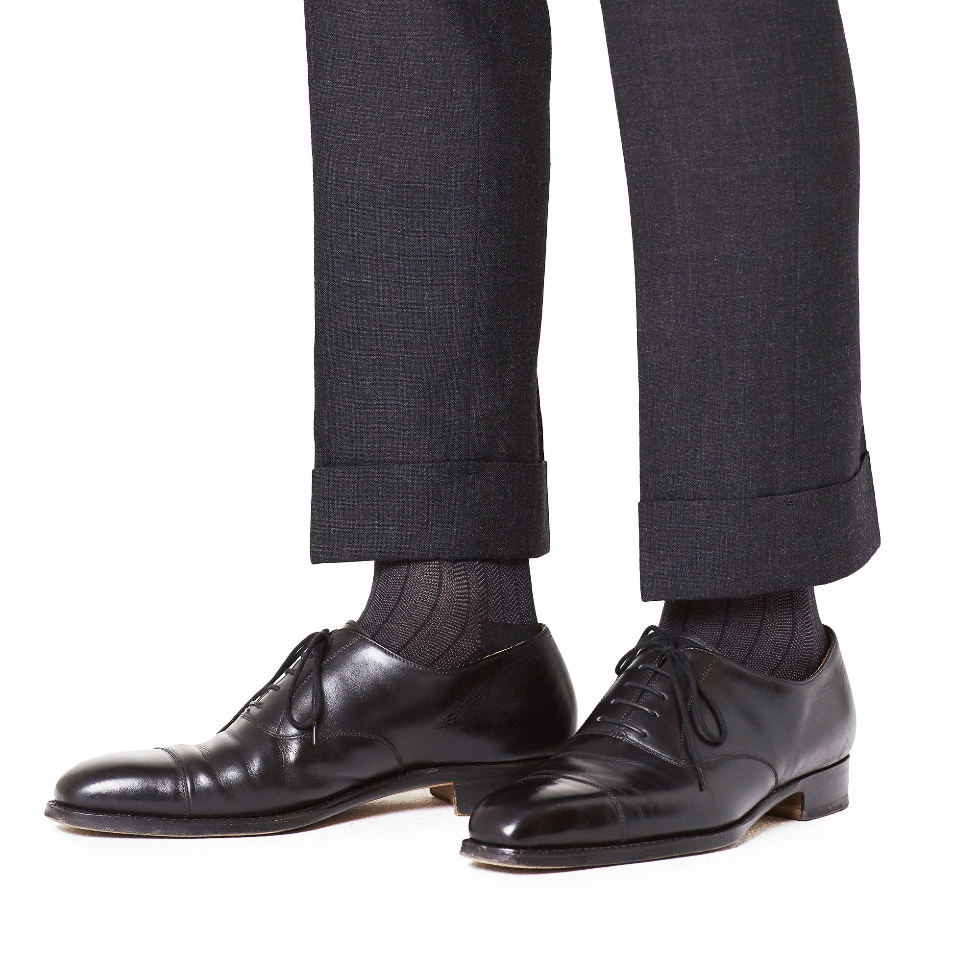 Men's Dark Gray Herringbone Dress Socks