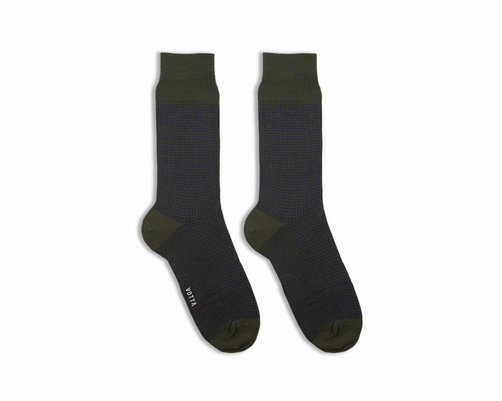 Men's Houndstooth Socks - Green & Navy