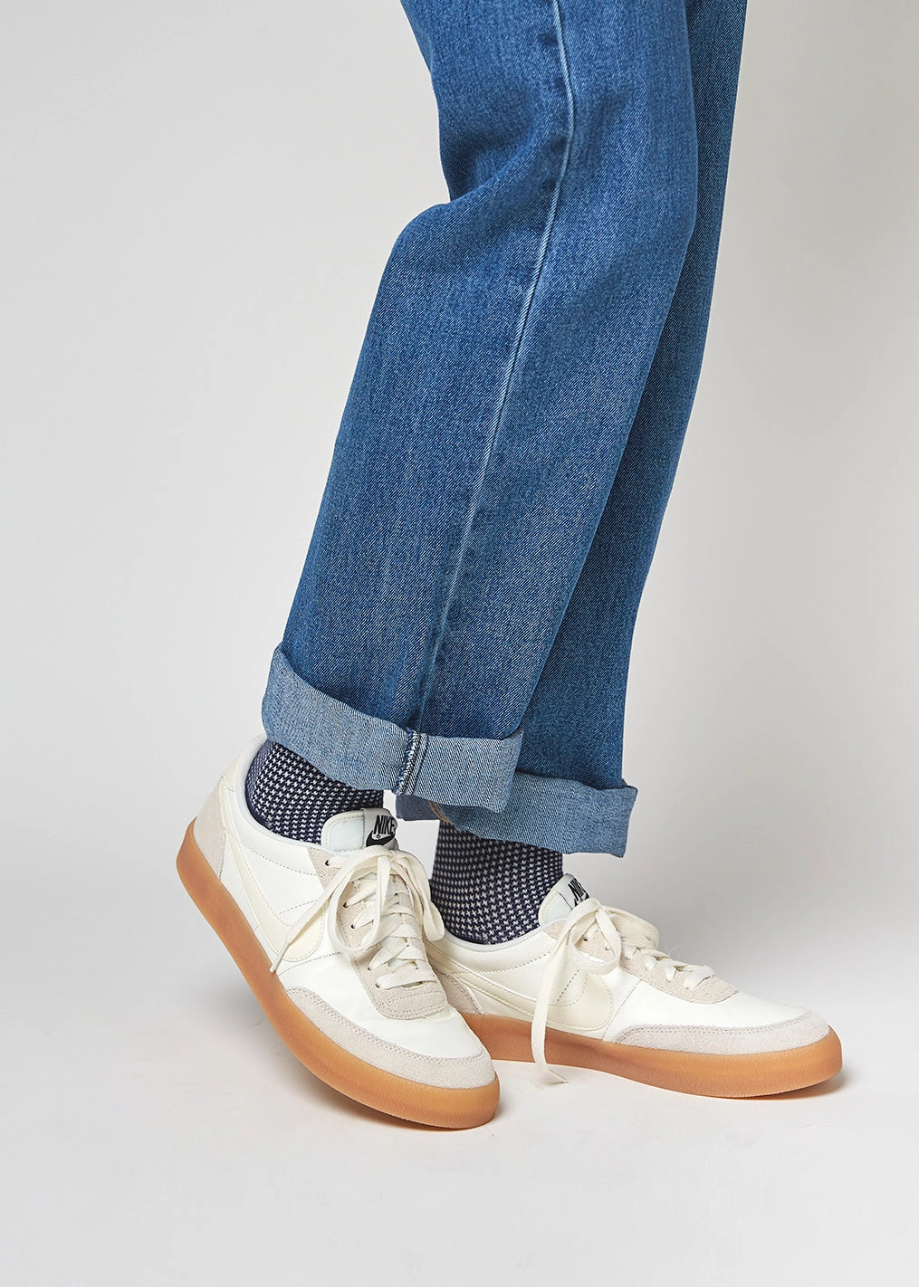 Men's Houndstooth Socks - Navy & White