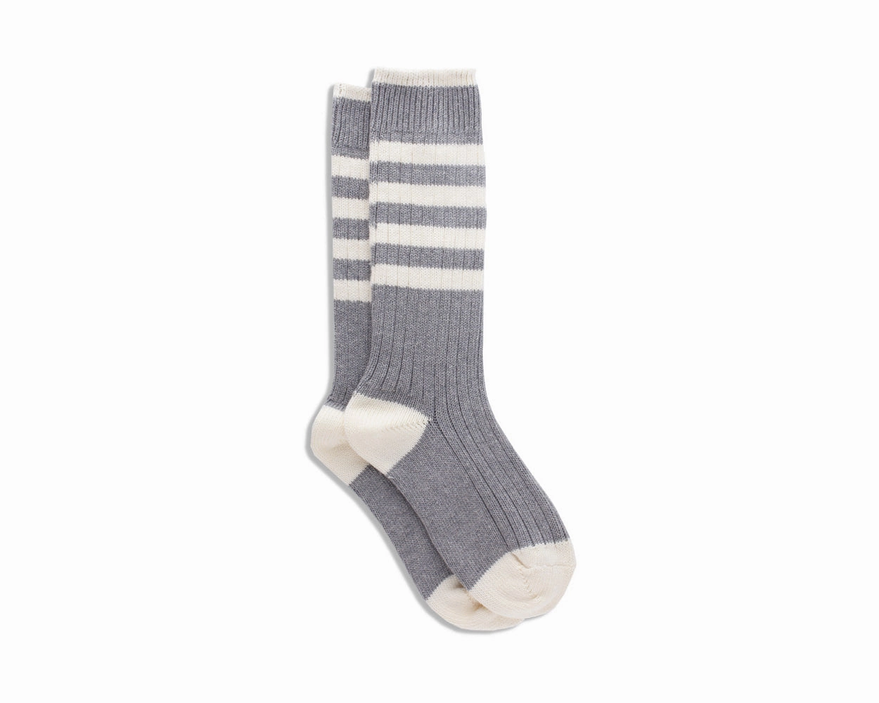 Men's Organic Cotton Striped Ribbed Socks - Melange Gray/Cream