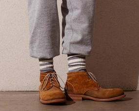 Men's Organic Cotton Striped Ribbed Socks - Melange Gray/Cream