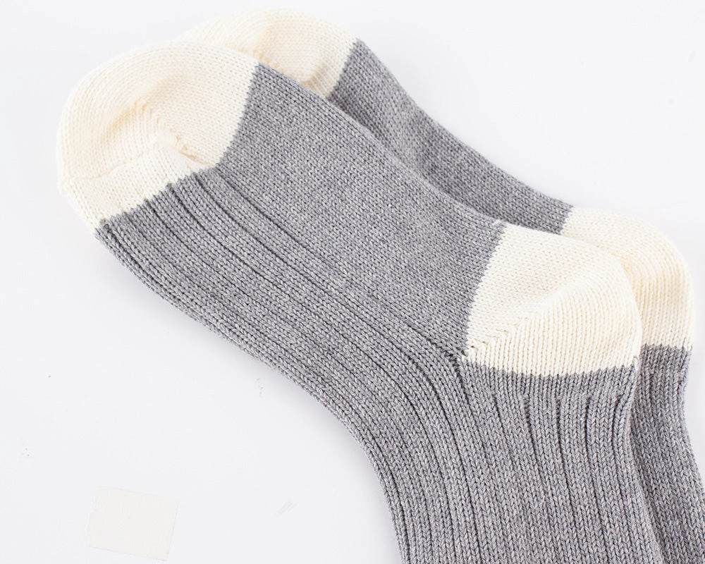 Men's Organic Cotton Striped Ribbed Socks - Melange Gray/Cream