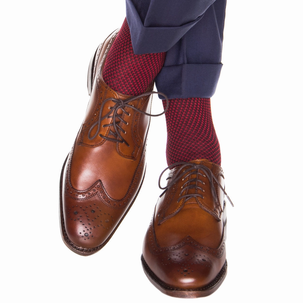 Navy and Red Birdseye Cotton Sock Linked Toe OTC