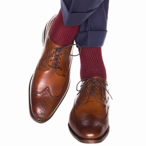 Navy and Red Birdseye Cotton Sock Linked Toe OTC