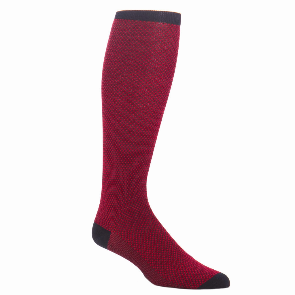 Navy and Red Birdseye Cotton Sock Linked Toe OTC