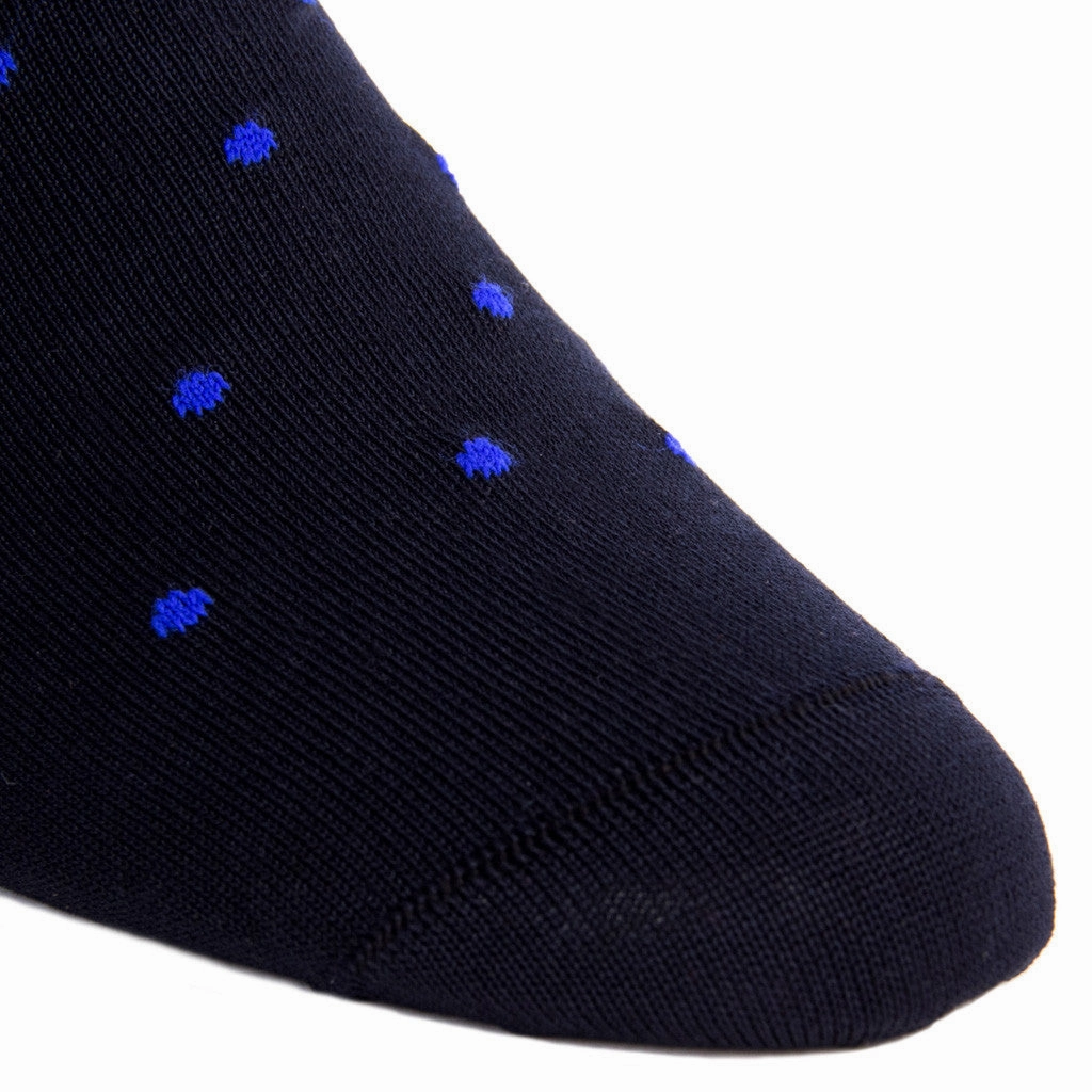 Navy with Clematis Blue Dot Cotton Sock Linked Toe OTC
