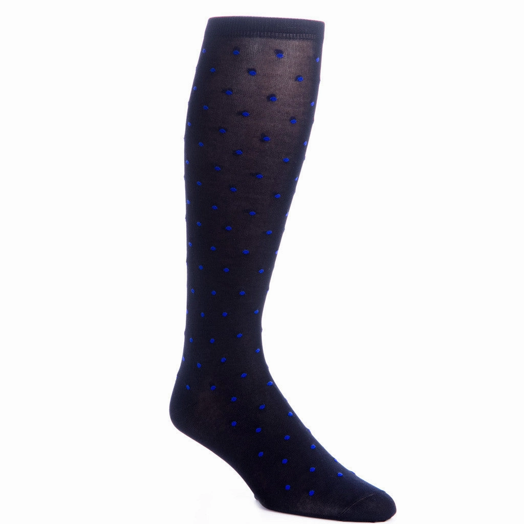 Navy with Clematis Blue Dot Cotton Sock Linked Toe OTC