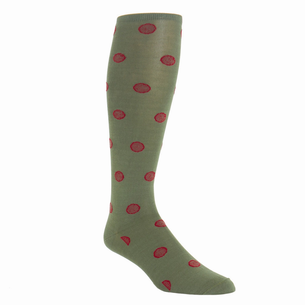 Pine Sage with Red Medallion Cotton Sock Linked Toe OTC