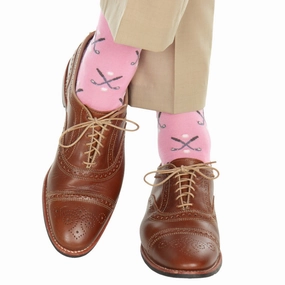 Pink with Steel Gray and Ash/White Golf Club and Ball Cotton Sock Linked Toe OTC
