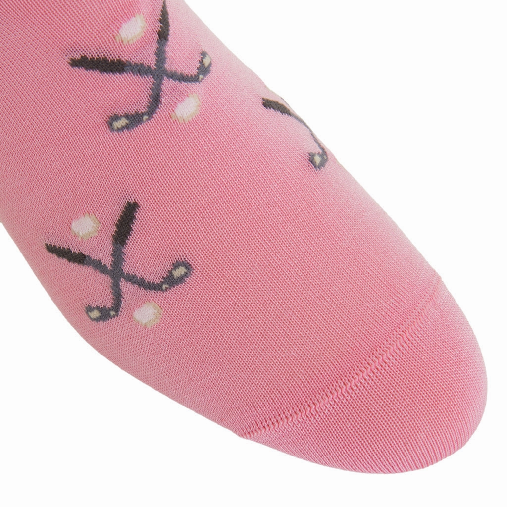 Pink with Steel Gray and Ash/White Golf Club and Ball Cotton Sock Linked Toe OTC