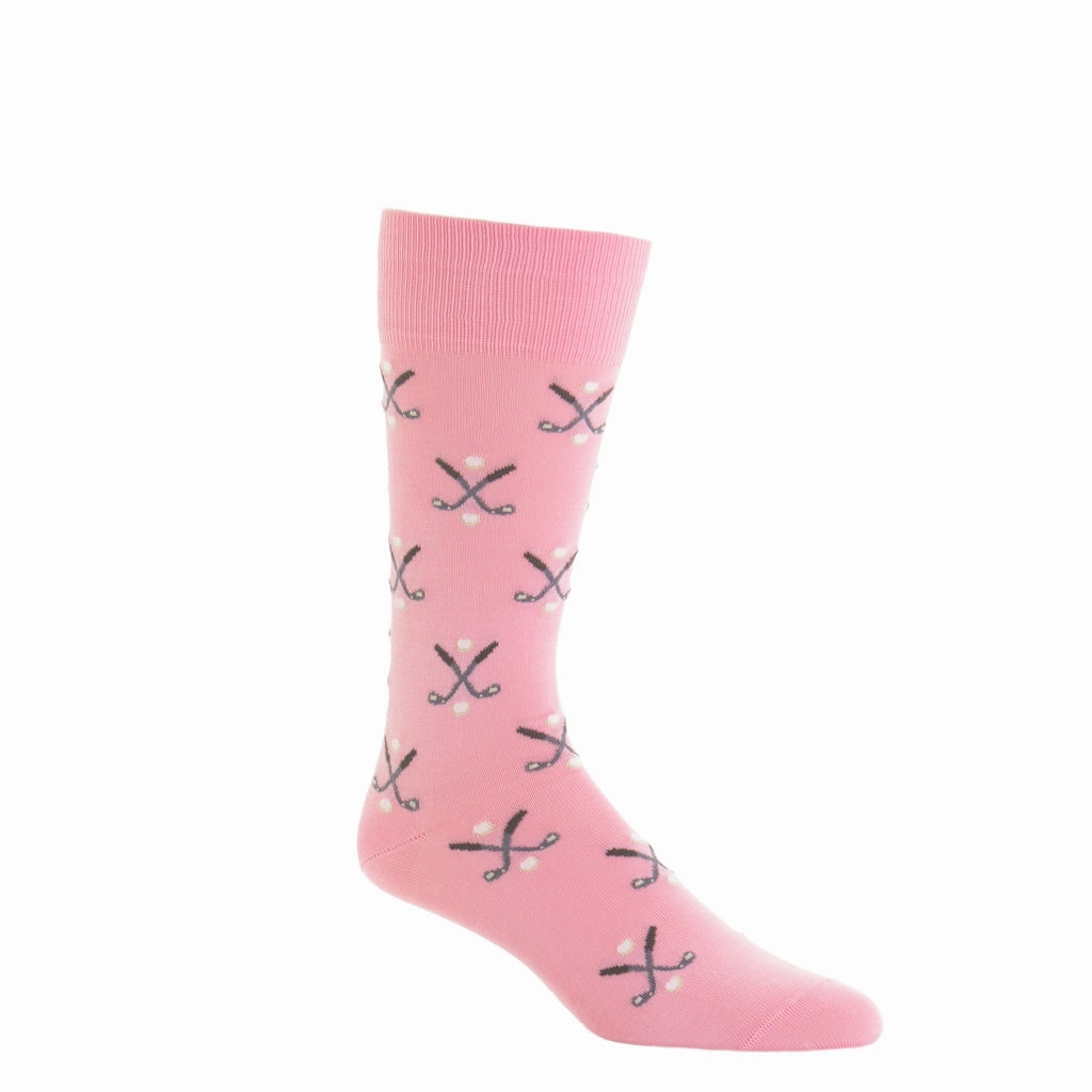 Pink with Steel Gray and Ash/White Golf Club and Ball Cotton Sock Linked Toe OTC