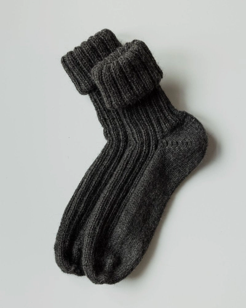 Rib Socks: Charcoal Wool
