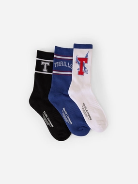 Roosevelt 3 Pack Sock - White - Limoges - Black