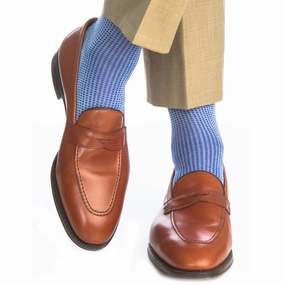 Sky Blue and Clematis Blue Grenadine Cotton Sock Linked Toe OTC