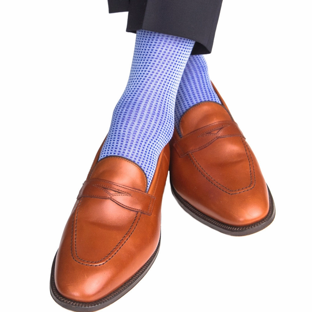 Sky Blue and Clematis Blue Grenadine Cotton Sock Linked Toe OTC