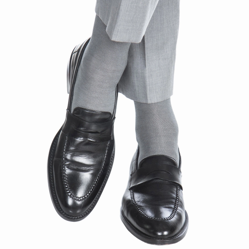 Steel Gray and Ash Nailhead Cotton Sock Linked Toe OTC
