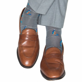 Steel Gray w/Clematis Blue, Ceramic, Orange and Ash Fish Cotton Sock Linked Toe OTC