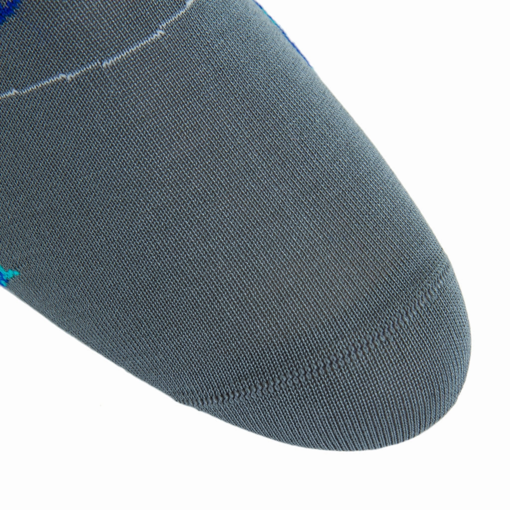 Steel Gray w/Clematis Blue, Ceramic, Orange and Ash Fish Cotton Sock Linked Toe OTC