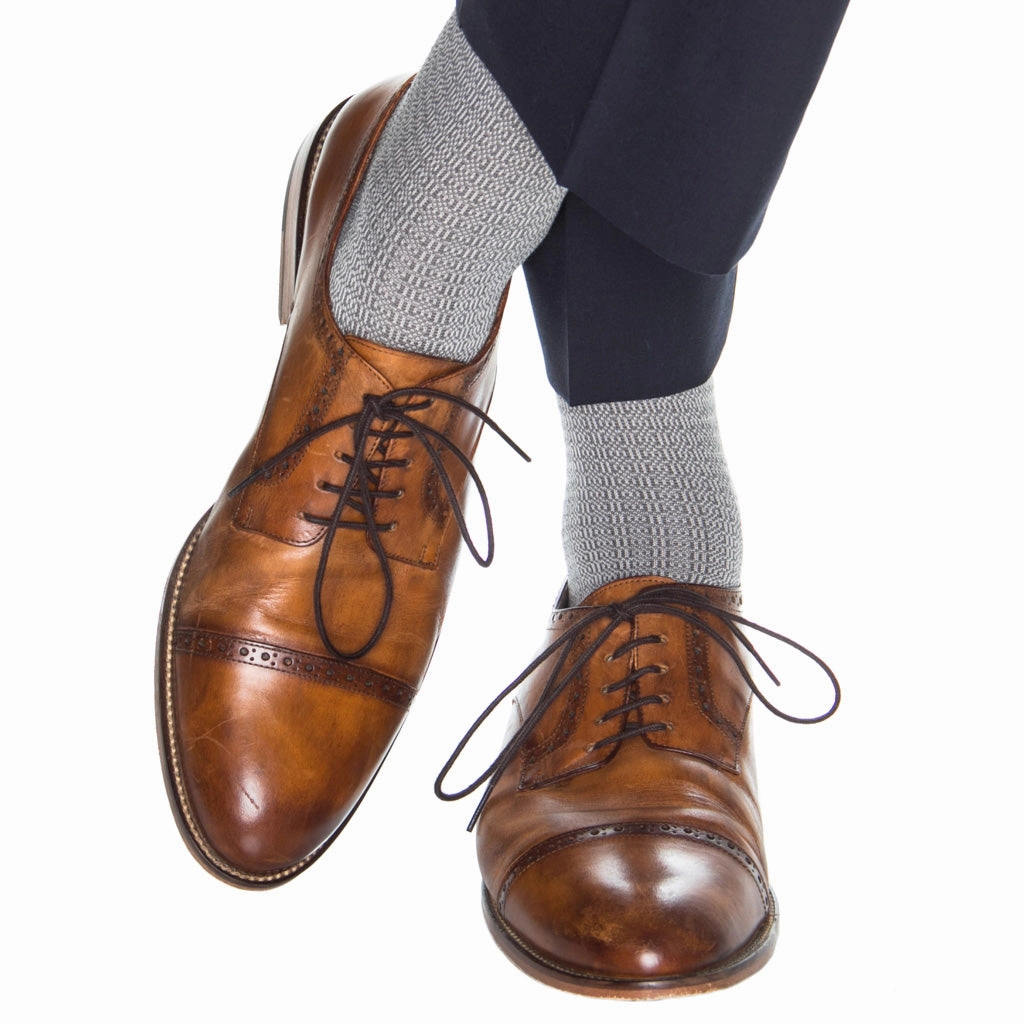 Steel Gray with Ash Chain Link Cotton Sock Linked Toe Mid-Calf