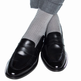 Steel Gray with Ash Chain Link Cotton Sock Linked Toe Mid-Calf