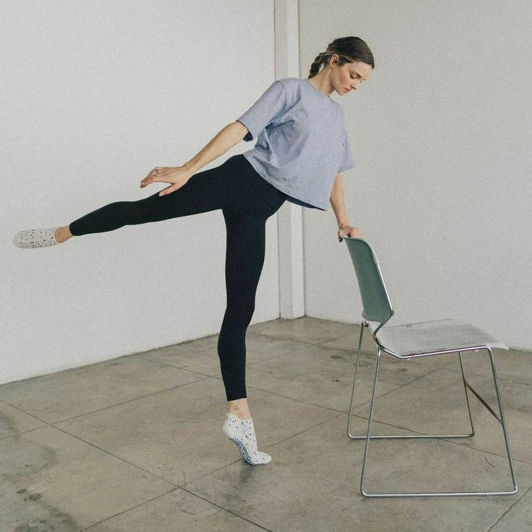 Tick Tock Grip Socks (Barre / Pilates) - Bone
