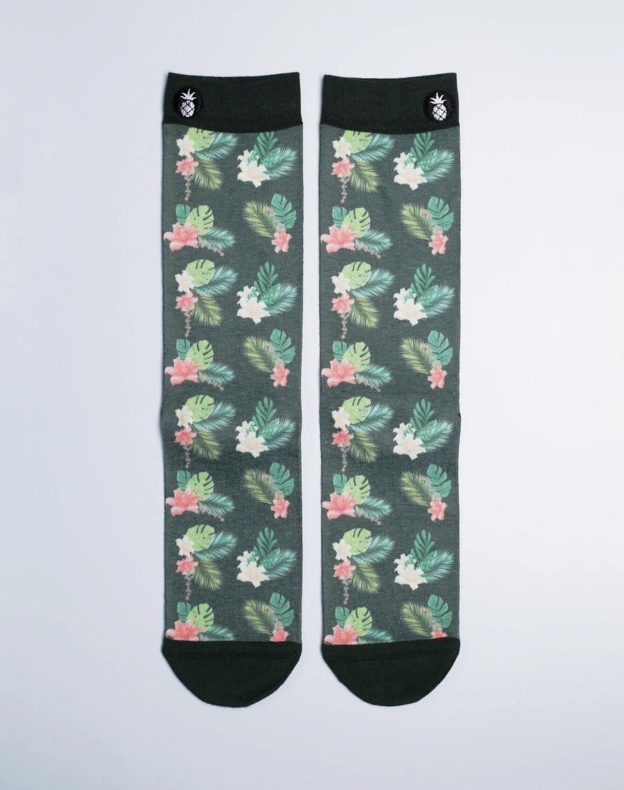 Unisex Flowers & Palms Tropical Printed Crew Socks