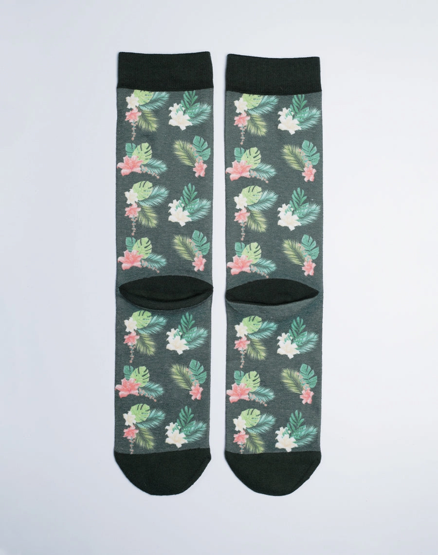 Unisex Flowers & Palms Tropical Printed Crew Socks