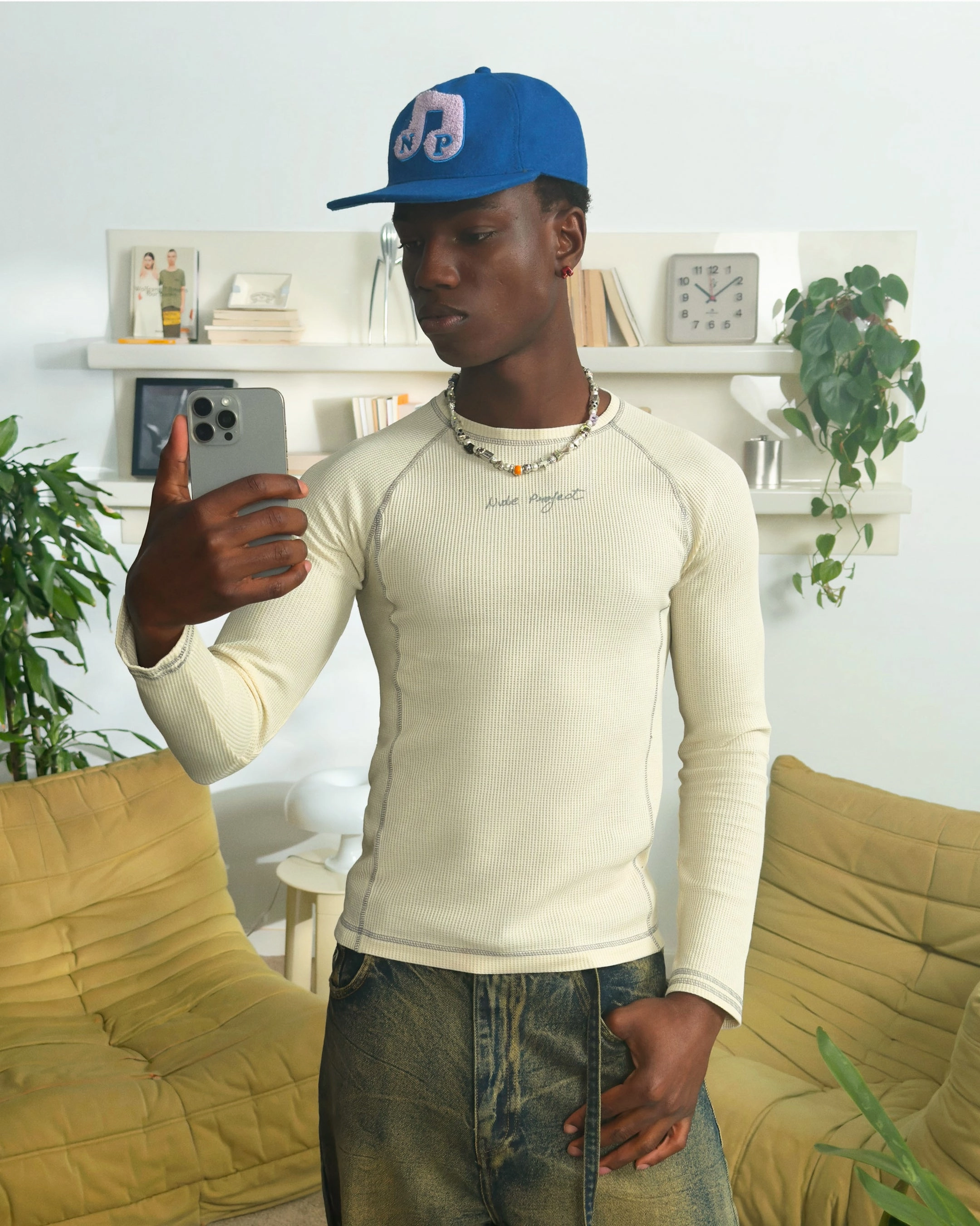 Waffle Long-Sleeve Tee 2 Pack Marshmallow/ Black