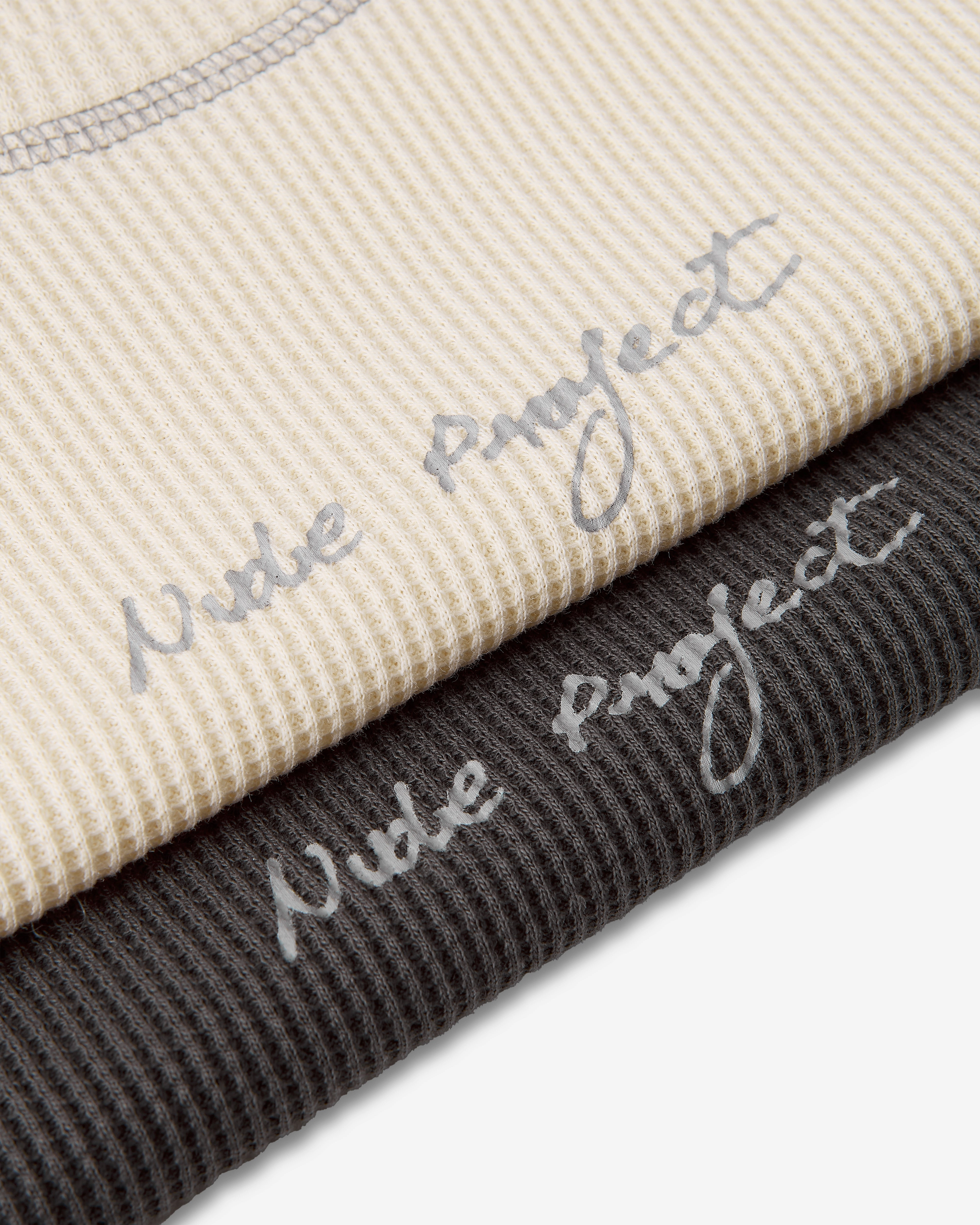 Waffle Long-Sleeve Tee 2 Pack Marshmallow/ Black