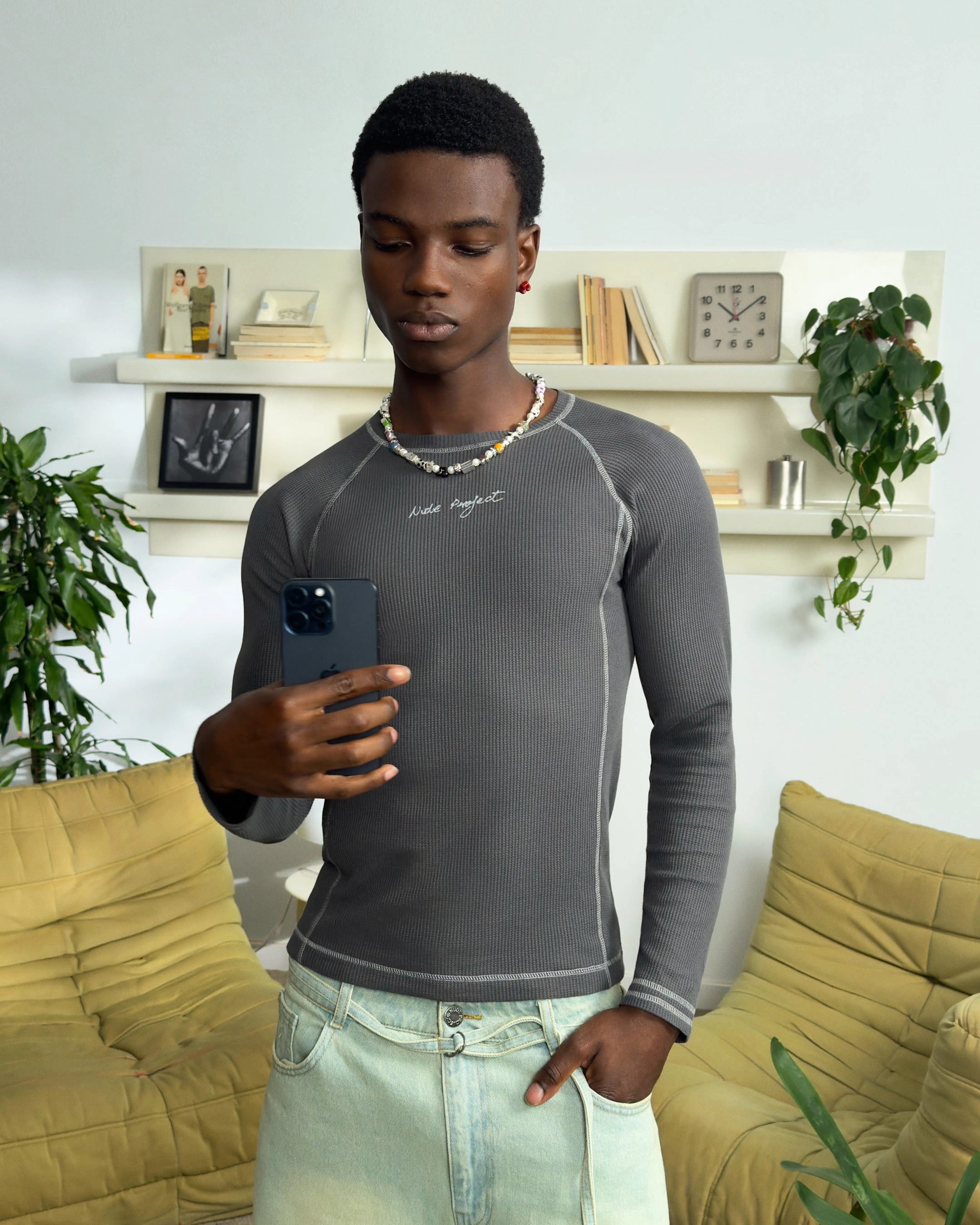 Waffle Long-Sleeve Tee 2 Pack Marshmallow/ Black