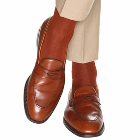 Whiskey Brown Solid Ribbed Cotton Sock Linked Toe OTC