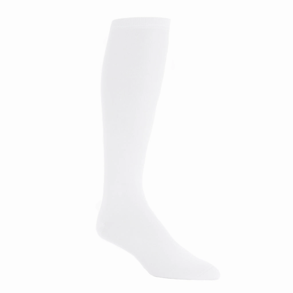 White Solid Formal Mercerized Cotton Sock No Rib Linked Toe OTC