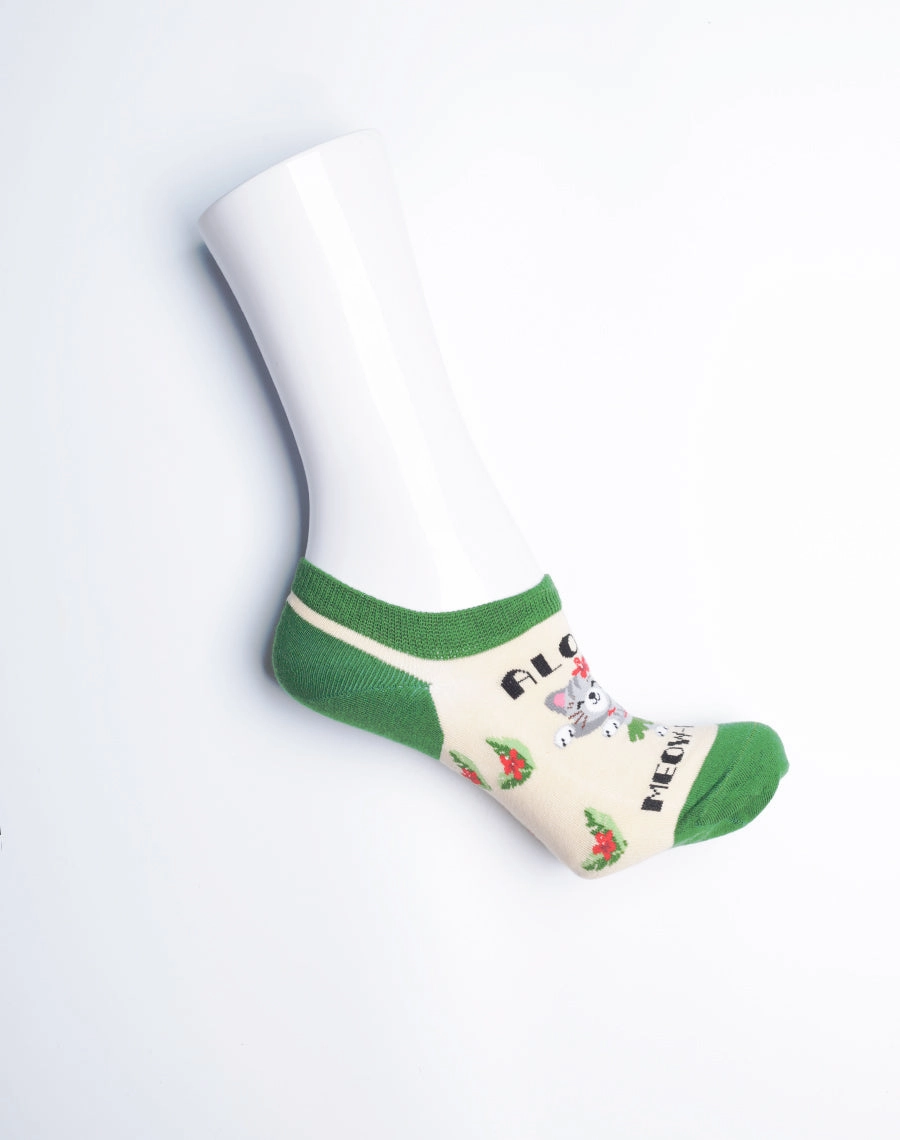 Women's Aloha Meowhalo Cat No Show Socks