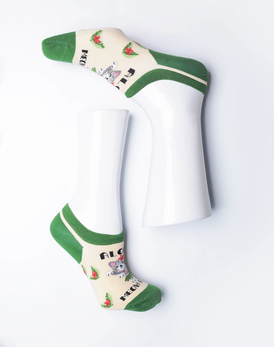 Women's Aloha Meowhalo Cat No Show Socks