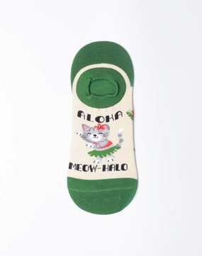 Women's Aloha Meowhalo Cat No Show Socks