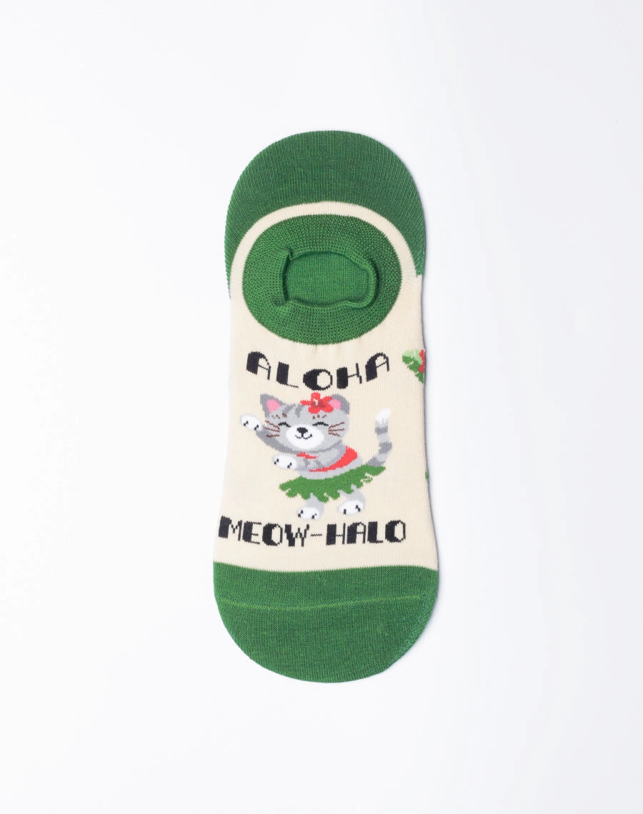 Women's Aloha Meowhalo Cat No Show Socks
