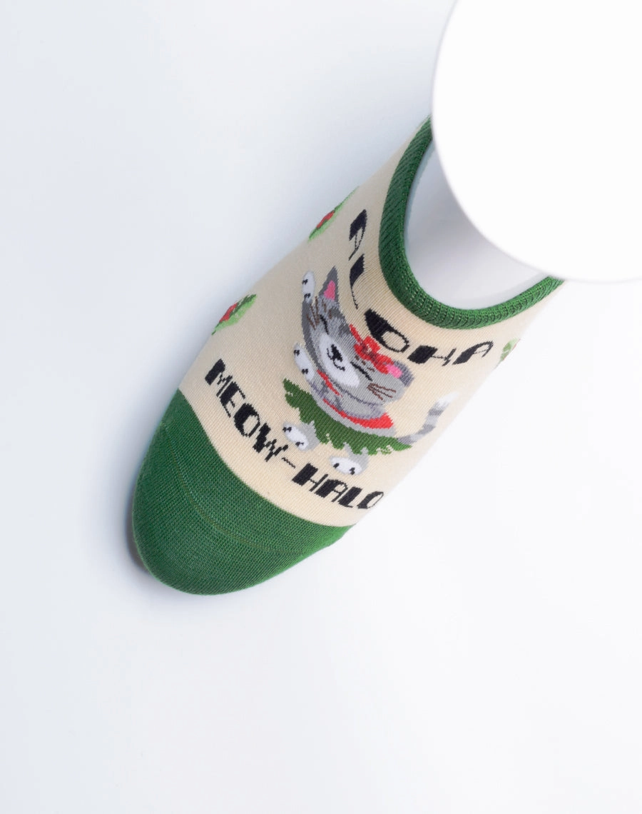 Women's Aloha Meowhalo Cat No Show Socks