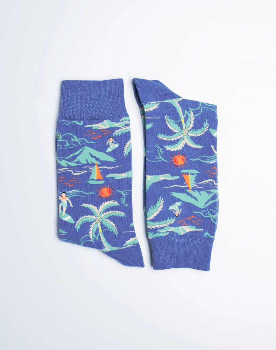 Women's Beach Day Tropical Crew Socks