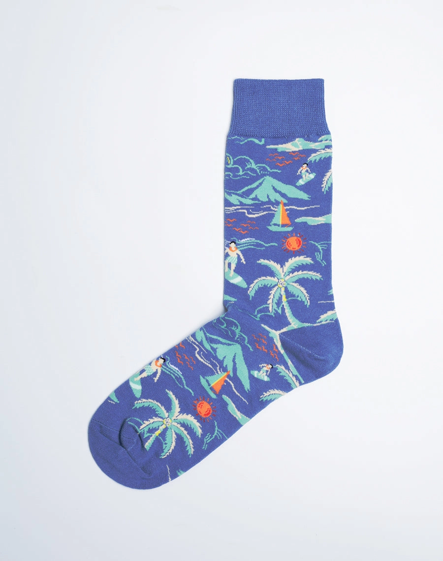 Women's Beach Day Tropical Crew Socks
