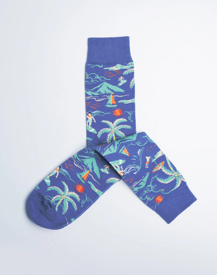 Women's Beach Day Tropical Crew Socks