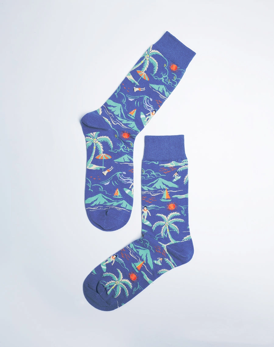 Women's Beach Day Tropical Crew Socks