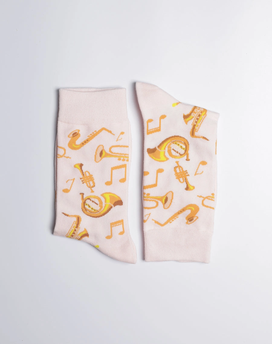 Women's Brass Instruments Jazz Music Crew Socks