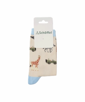 Women's Cotton Socks - Sky Blue Safari