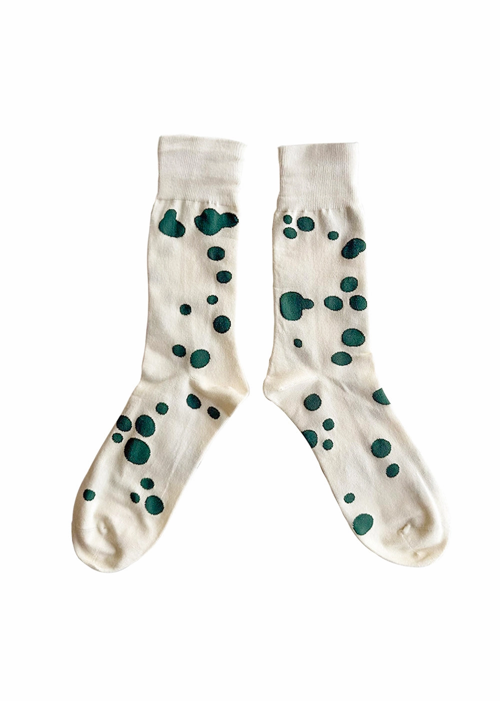 Women's Dalmatian Pattern Socks - Green & Ivory